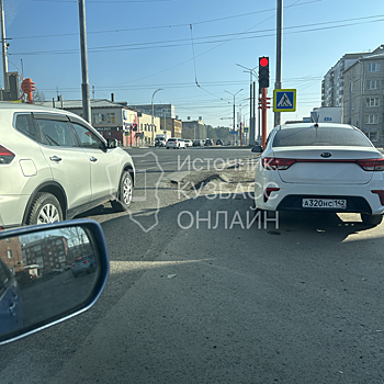 Кемеровчанка разгневалась огромной ямой посреди проезжей части