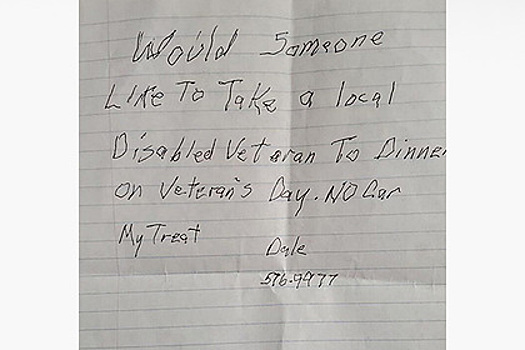 Записка одинокого ветерана растрогала окружающих и позволила ему обрести друзей