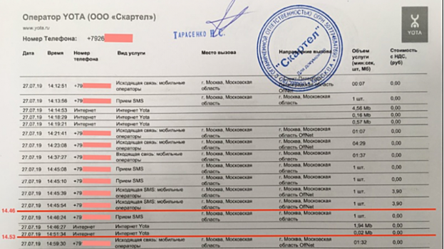 Yota из-за «ошибки» скрыла данные о звонках Коновалова в день его задержания