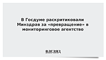 В Госдуме раскритиковали Минздрав за «превращение» в мониторинговое агентство