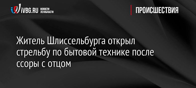 Житель Шлиссельбурга открыл стрельбу по бытовой технике после ссоры с отцом