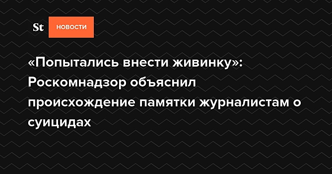 «Попытались внести живинку»: Роскомнадзор объяснил происхождение памятки журналистам о суицидах