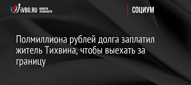 Полмиллиона рублей долга заплатил житель Тихвина, чтобы выехать за границу