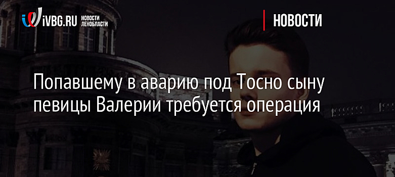 Попавшему в аварию под Тосно сыну певицы Валерии требуется операция