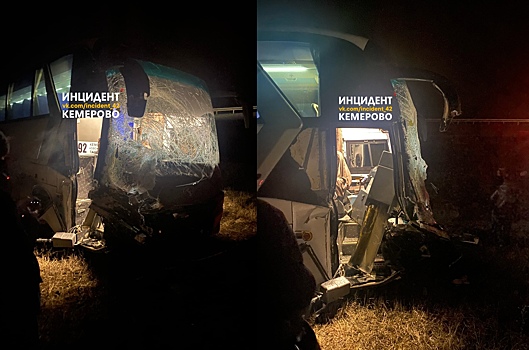 Пассажирский автобус попал в жесткое ДТП на кемеровской трассе