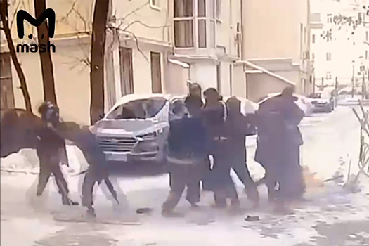 В центре Москвы дворники устроили массовую драку и попали на видео