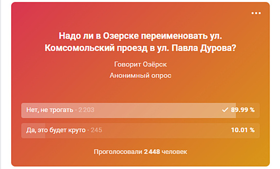 В Челябинской области жители Озерска отказались называть улицу в честь Павла Дурова