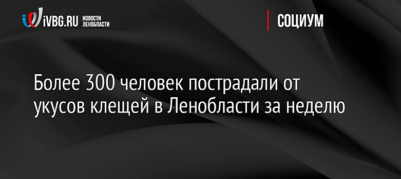 Более 300 человек пострадали от укусов клещей в Ленобласти за неделю