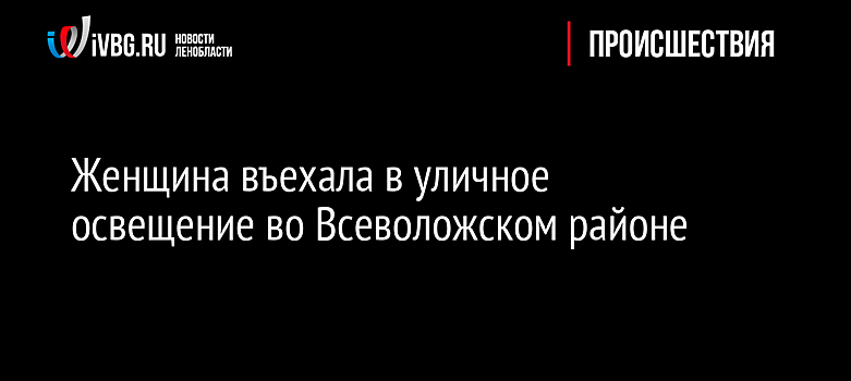 Женщина въехала в уличное освещение во Всеволожском районе