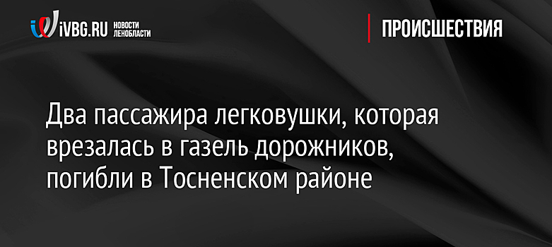 Два пассажира легковушки, которая врезалась в газель дорожников, погибли в Тосненском районе