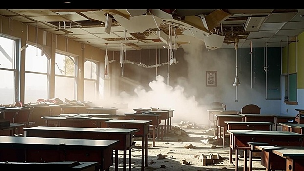 Ученики школы №40 в Новосибирске пережили обвал потолка во время урока