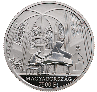 Пианист Дьёрдь Цифра на монетах 2000 и 7500 форинтов