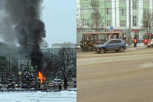 В Челябинске на ходу загорелся автобус