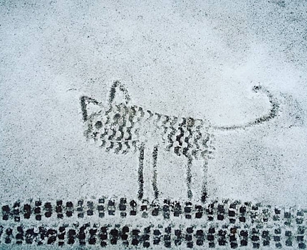 Художник из Петербурга сделал следы прохожих на снегу картинами