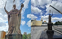 Памятник Николаю Чудотворцу установили перед Нарымским сквером в Новосибирске