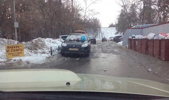 В Воронеже припаркованный Ford Focus наказали пакетами с мусором