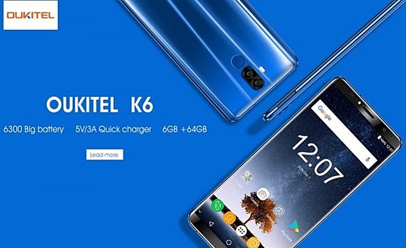 Мощный смартфон Oukitel K6 с аккумулятором на 6300 мАч снабдили технологией ускоренной зарядки