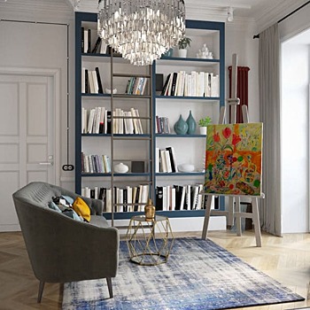 Квартира с угловой планировкой для матери и сына, в европейском духе