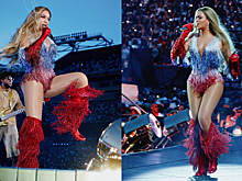 Бейонсе вышла на сцену в наряде, напоминающем флаг России