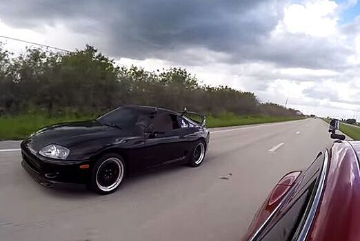 Tesla Model S сразилась в дрэге с 1000-сильной Toyota Supra