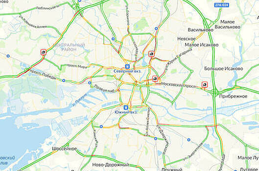 5 ДТП: карта пробок в Калининграде на утро среды