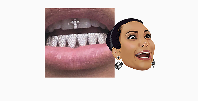 Ким Кардашьян похвасталась бриллиантовыми зубами