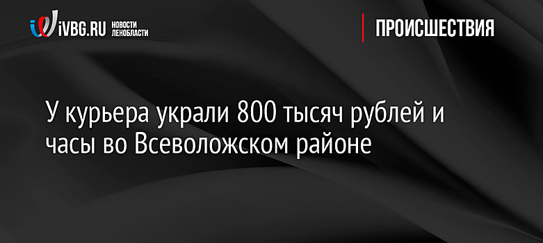У курьера украли 800 тысяч рублей и часы во Всеволожском районе