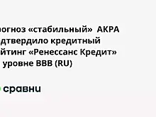 Прогноз «стабильный»  АКРА подтвердило кредитный рейтинг «Ренессанс Кредит» на уровне BBB (RU)