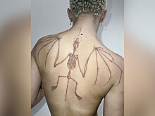 Doja Cat показала новое тату в виде скелета летучей мыши на всю спину