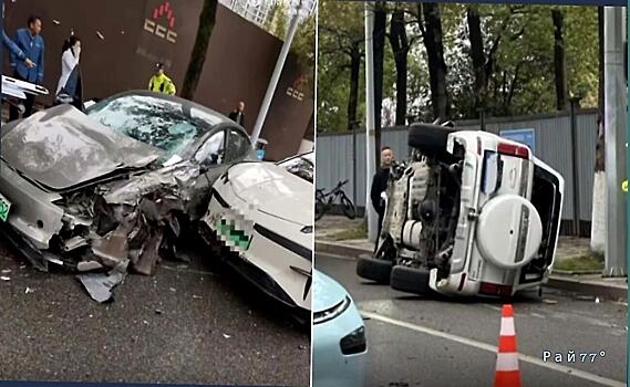 Китайский автовладелец пережил стремительное ДТП