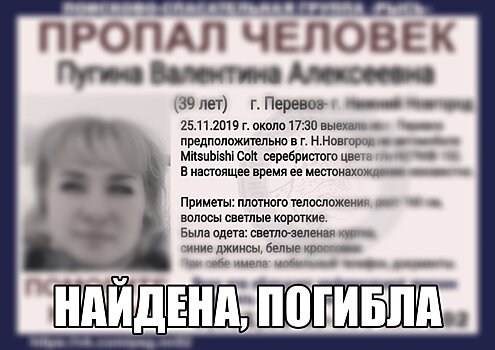 Женщину, которая пропала по дороге в Нижний Новгород, нашли погибшей