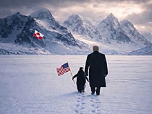 Белый дом опубликовал изображение Трампа, идущего по Гренландии с пингвином