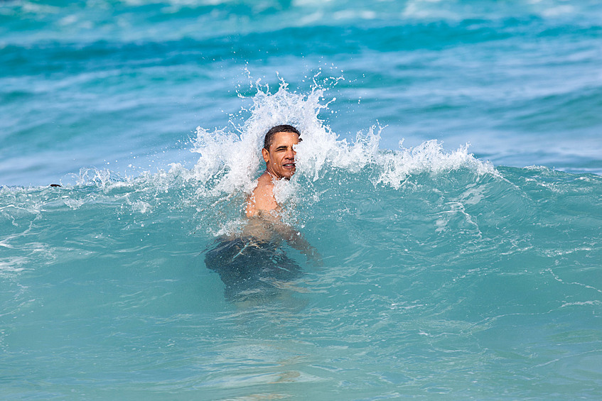 Барак Обама отмечает Новый год на Гавайях. США, 2012