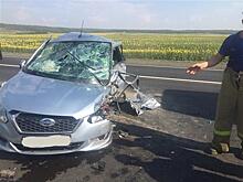 В Сергиевском районе из-за лопнувшего колеса иномарка перевернулась и врезалась в грузовик, пострадал один человек