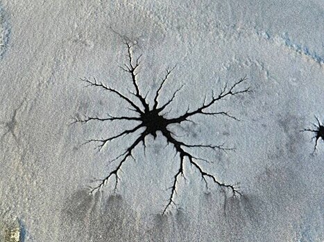 В Приамурье на замерзающем озере образовались узоры в виде нейронов