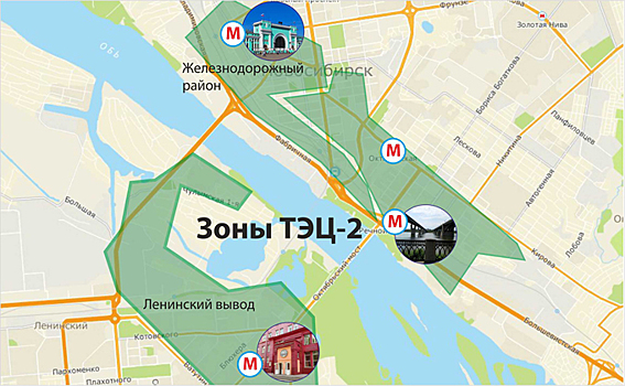 Зоны ТЭЦ – карта теплоснабжения районов Новосибирска