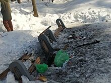 Вандалы устроили костер на скамейках у Важнина ключа в Ижевске
