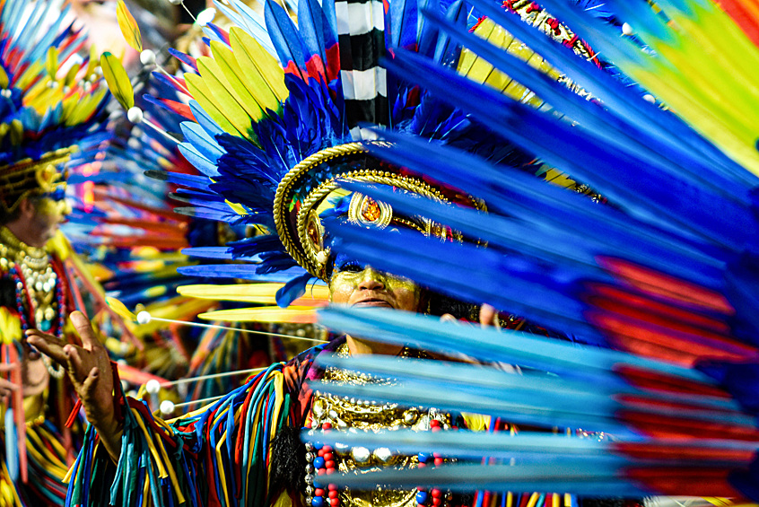 Участница карнавала на параде в Рио-де-Жанейро