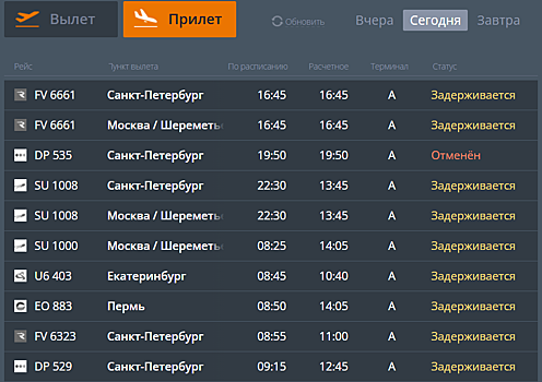 Туман нарушил работу аэропорта в Калининграде