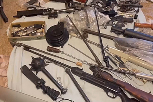 Найденный у доцента российского вуза арсенал попал на видео