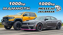 Видео: дуэль 1000-сильного седана Dodge Charger и 1012-сильного пикапа Ram TRX