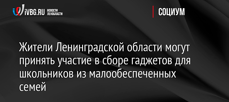 В Ленобласти объявили акцию по сбору планшетов для бедных школьников