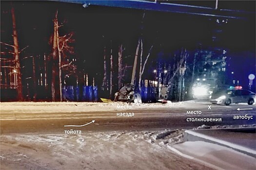 Два человека погибли при столкновении иномарки и автобуса в Красноярске