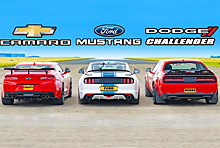 Дрэг-гонка: Ford Mustang против Chevrolet Camaro и Dodge Challenger