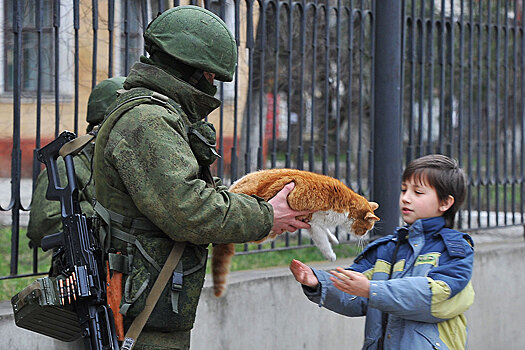 Голодный украинский кот прибился к российским военным под Киевом