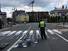 Трехмерная "зебра" в Казани напугала водителей и гаишников