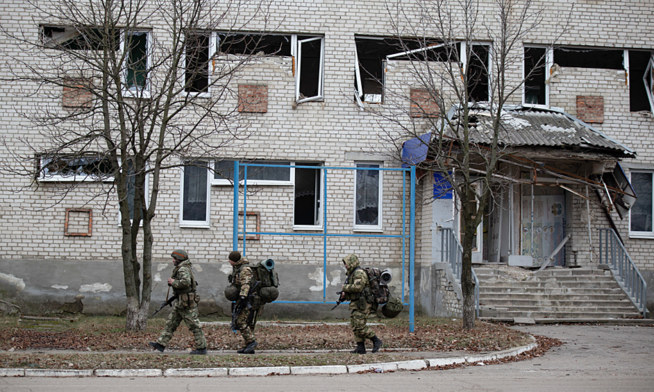 Военнослужащие РФ в центре города Кременная