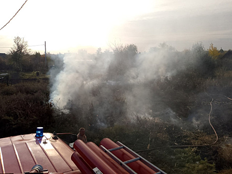 В селе Черноречье Самарской области горели гараж и трава