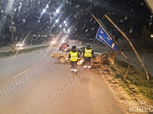 В Курской области «Волга» врезалась в столб