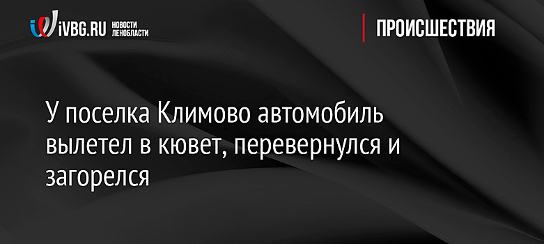 У поселка Климово автомобиль вылетел в кювет, перевернулся и загорелся